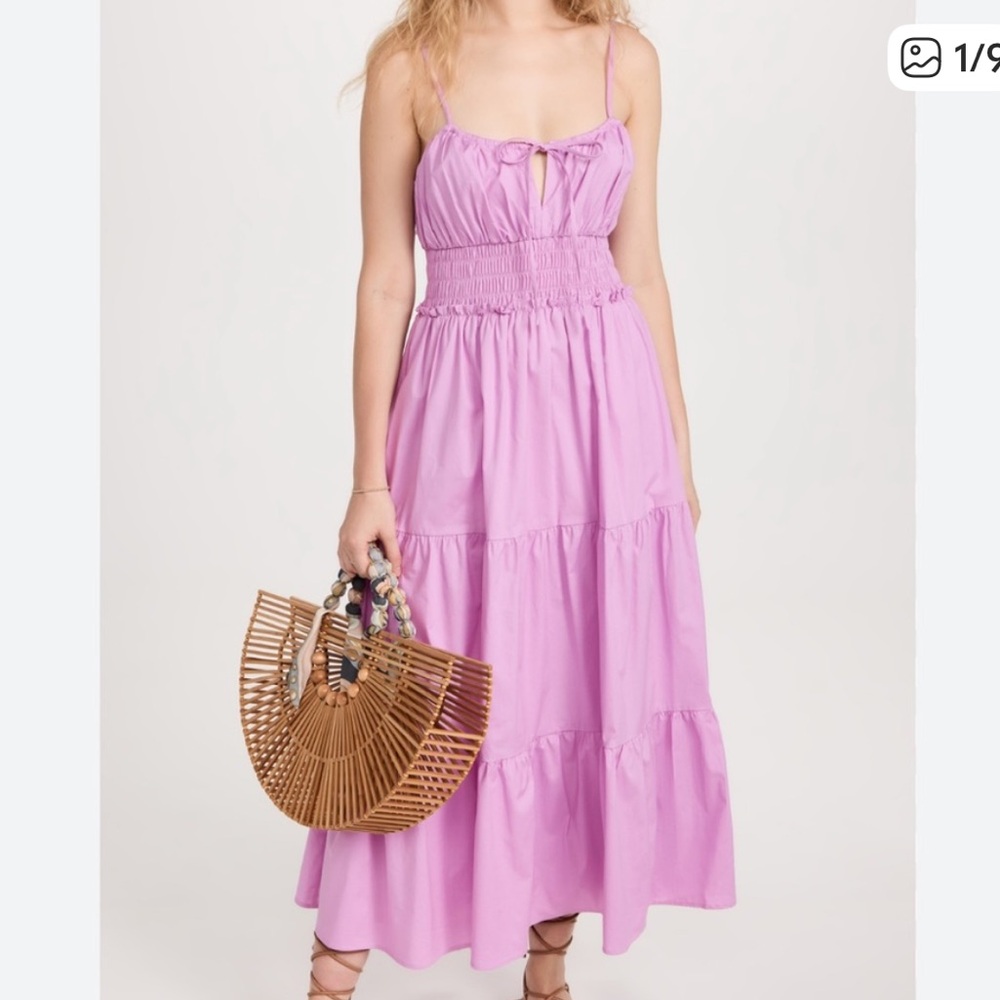 Wayf Wisteria Purple Tiered Midi Dress